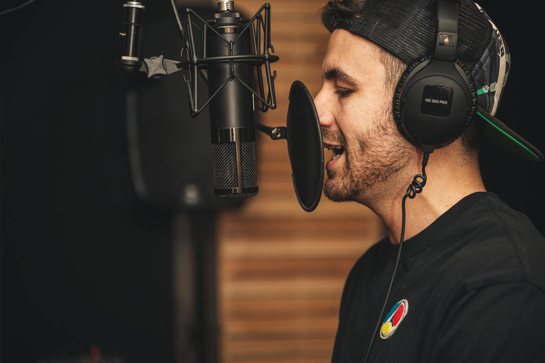 Man singing into a microphone