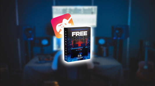 Free vocal preset package with garageband logo and a studio behind those